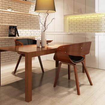 ARDEBO.de - Esszimmerstühle 2 Stk. Braun Bugholz und Kunstleder