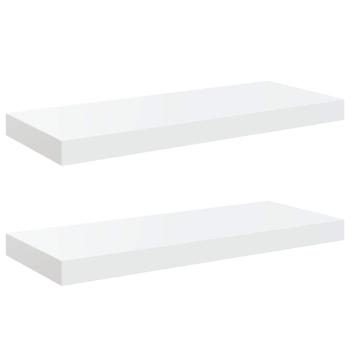 Schweberegale 2 Stk. Hochglanz-Weiß 60x23,5x3,8 cm MDF