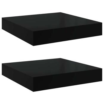Schweberegale 2 Stk. Hochglanz-Schwarz 23x23,5x3,8 cm MDF