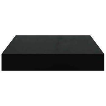 Schweberegale 2 Stk. Hochglanz-Schwarz 23x23,5x3,8 cm MDF