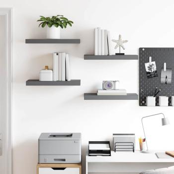 Schweberegale 4 Stk. Hochglanz-Grau 50x23,5x3,8 cm MDF