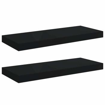 Schweberegale 2 Stk. Schwarz 60x23,5x3,8cm MDF