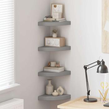 ARDEBO.de - Eck-Schweberegale 4 Stk. Grau 25x25x3,8 cm MDF