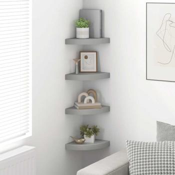 Eck-Schweberegale 4 Stk. Grau 25x25x3,8 cm MDF
