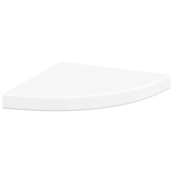 Eck-Schweberegale 2 Stk. Hochglanz-Weiß 35x35x3,8 cm MDF