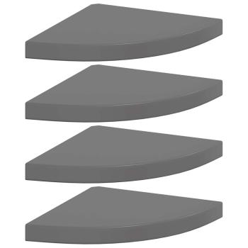 Eck-Schweberegale 4 Stk. Hochglanz-Grau 35x35x3,8 cm MDF