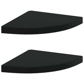 Eck-Schweberegale 2 Stk. Schwarz 35x35x3,8 cm MDF
