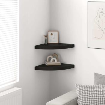 Eck-Schweberegale 2 Stk. Schwarz 35x35x3,8 cm MDF