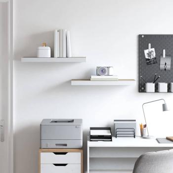 Schweberegale 2 Stk. Eichen-Optik und Weiß 60x23,5x3,8 cm MDF