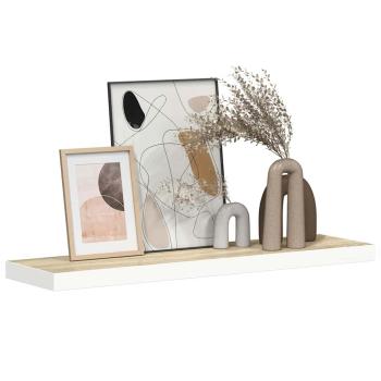 Schweberegal Eichenoptik und Weiß 90x23,5x3,8 cm MDF
