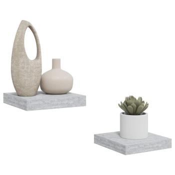 Schweberegale 2 Stk. Betongrau 23x23,5x3,8 cm MDF