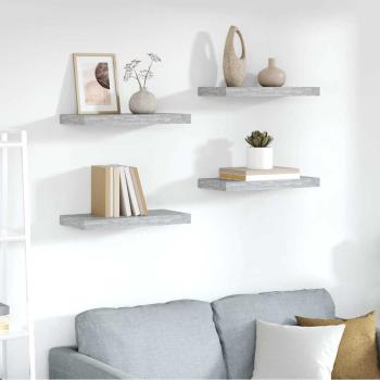 ARDEBO.de - Schweberegale 4 Stk. Betongrau 50x23,5x3,8 cm MDF
