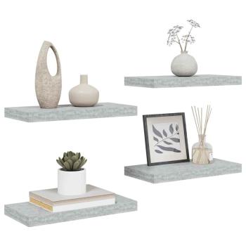 Schweberegale 4 Stk. Betongrau 50x23,5x3,8 cm MDF