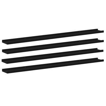 Wandregale 4 Stk. Schwarz 115x9x3 cm