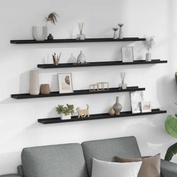 Wandregale 4 Stk. Schwarz 115x9x3 cm
