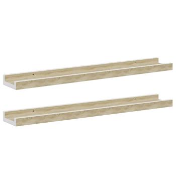 Wandregale 2 Stk. Wei? und Sonoma-Eiche 60x9x3 cm