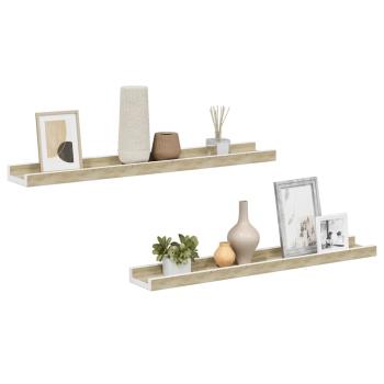 Wandregale 2 Stk. Wei? und Sonoma-Eiche 60x9x3 cm