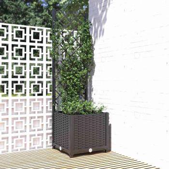 ARDEBO.de - Garten-Pflanzgefäß mit Spalier Schwarz 40 x 40 x 136 cm PP