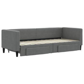 Tagesbett Ausziehbar mit Schubladen Dunkelgrau 80x200 cm Stoff