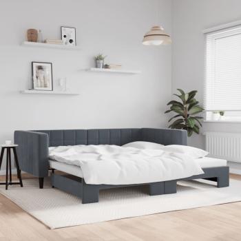 ARDEBO.de - Tagesbett Ausziehbar Dunkelgrau 100x200 cm Samt