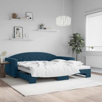 ARDEBO.de - Tagesbett Ausziehbar Blau 100x200 cm Samt