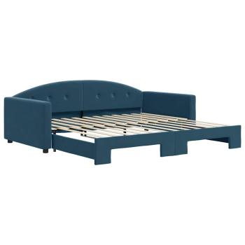 Tagesbett Ausziehbar Blau 100x200 cm Samt