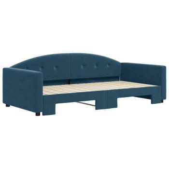Tagesbett Ausziehbar Blau 100x200 cm Samt