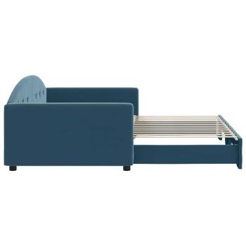 Tagesbett Ausziehbar Blau 100x200 cm Samt