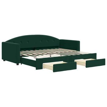 Tagesbett Ausziehbar mit Schubladen Dunkelgrün 90x200 cm Samt