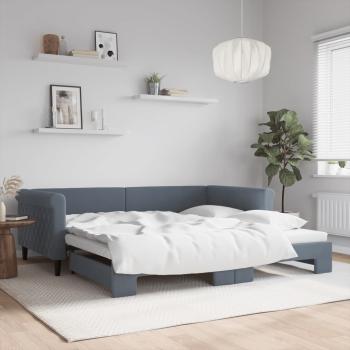 ARDEBO.de - Tagesbett Ausziehbar Dunkelgrau 100x200 cm Samt