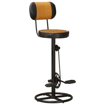 Barhocker mit Canvas-Aufdruck 2 Stk. Braun Schwarz Ziegenleder