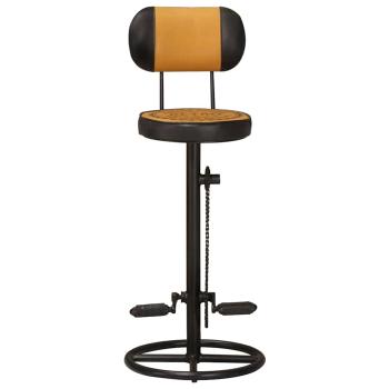 Barhocker mit Canvas-Aufdruck 2 Stk. Braun Schwarz Ziegenleder