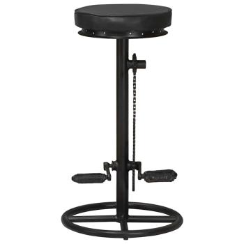 Barhocker 2 Stk. Schwarz Echtes Ziegenleder