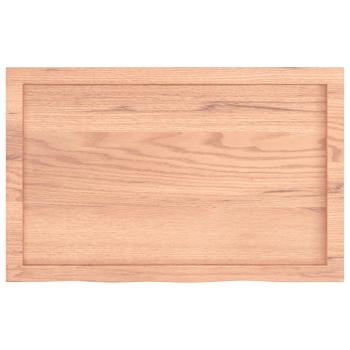 Tischplatte Hellbraun 80x50x(2-6) cm Massivholz Eiche Behandelt
