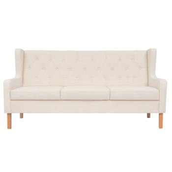 2-tlg. Sofa-Set Stoff Cremeweiß