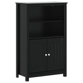 Badschrank BERG Schwarz 69,5x34x110 cm Massivholz Kiefer