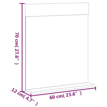 Badspiegel mit Ablage BERG Weiß 60x12x70 cm Massivholz