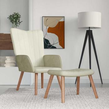 ARDEBO.de - Relaxsessel mit Hocker Cremeweiß Samt