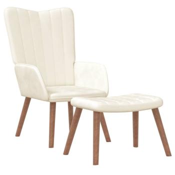Relaxsessel mit Hocker Cremeweiß Samt