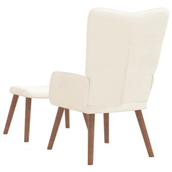 Relaxsessel mit Hocker Cremeweiß Samt