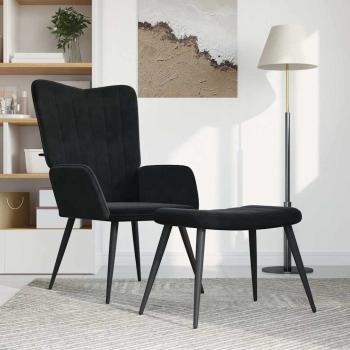 ARDEBO.de - Relaxsessel mit Hocker Schwarz Samt