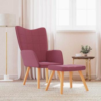 ARDEBO.de - Relaxsessel mit Hocker Weinrot Stoff
