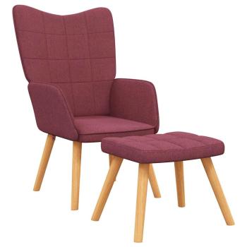 Relaxsessel mit Hocker Weinrot Stoff