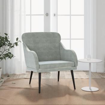 ARDEBO.de - Sessel Hellgrau 63x76x80 cm Samt