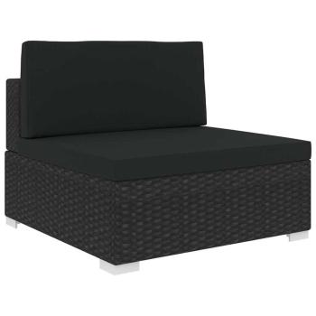 ARDEBO.de - Mittelsofa mit Kissen Modular Poly Rattan Schwarz