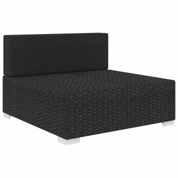 Mittelsofa mit Kissen Modular Poly Rattan Schwarz
