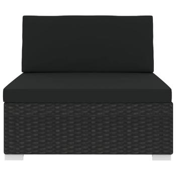 Mittelsofa mit Kissen Modular Poly Rattan Schwarz