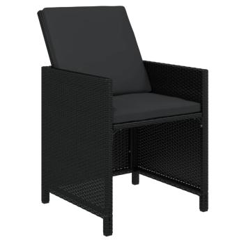 11-tlg. Garten-Essgruppe mit Kissen Poly Rattan Schwarz