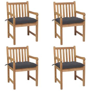 ARDEBO.de - Gartenstühle 4 Stk. mit Anthrazit Kissen Massivholz Teak