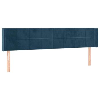Kopfteil mit Ohren Dunkelblau 203x16x78/88 cm Samt